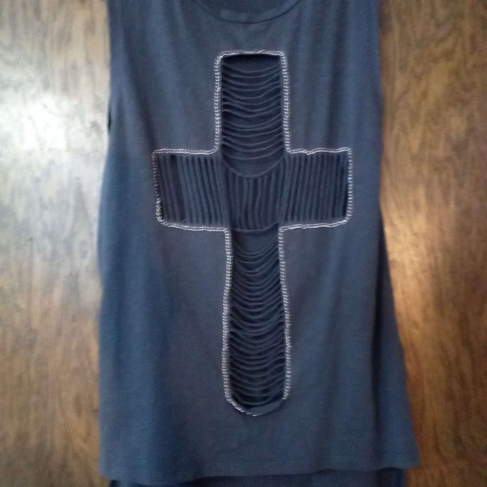 Topshop Black Muscle Tee with Cross Detail